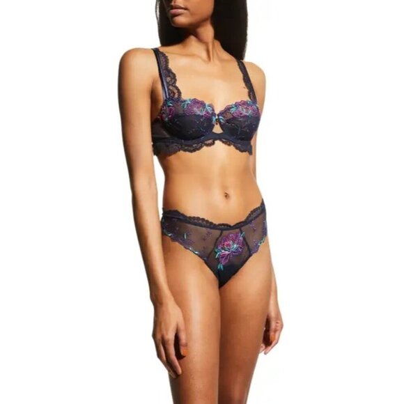 Lise Charmel Magie Saphir Demi Cup Bra 32B Balconette Lace Underwire Lingerie - Picture 1 of 5